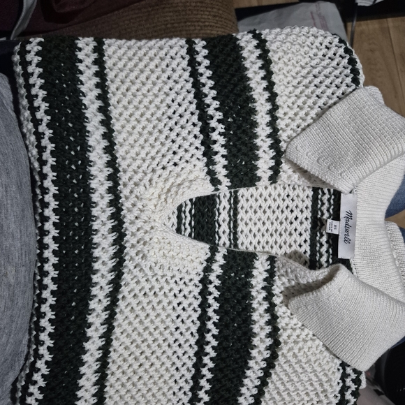 Striped V-Neck Sweater - Black and White - Picture 4 of 5